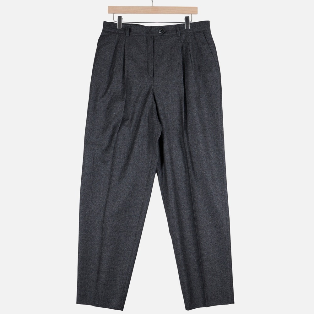 Vintage Escada Margaretha Ley Wool Pleated Trousers High Rise Gray Pants